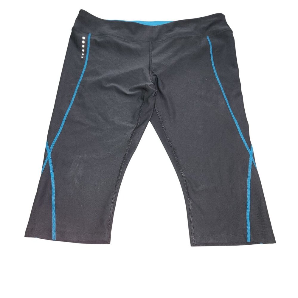 Impact By Jillian Michaels Capri Leggings XXL Black With Blue Accents 2381